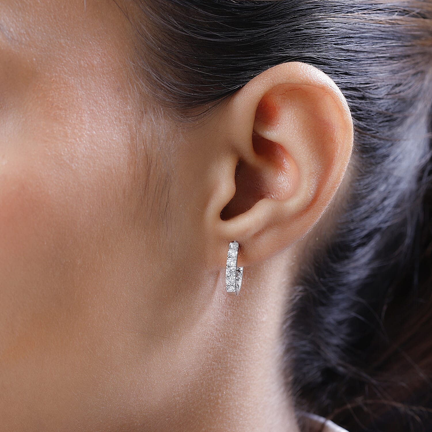 Moissanite Hoop Earrings in Sterling Silver