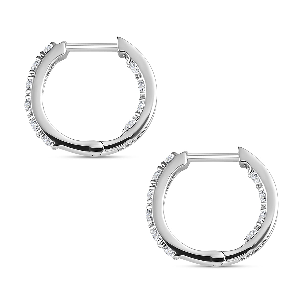 Moissanite Hoop Earrings in Sterling Silver