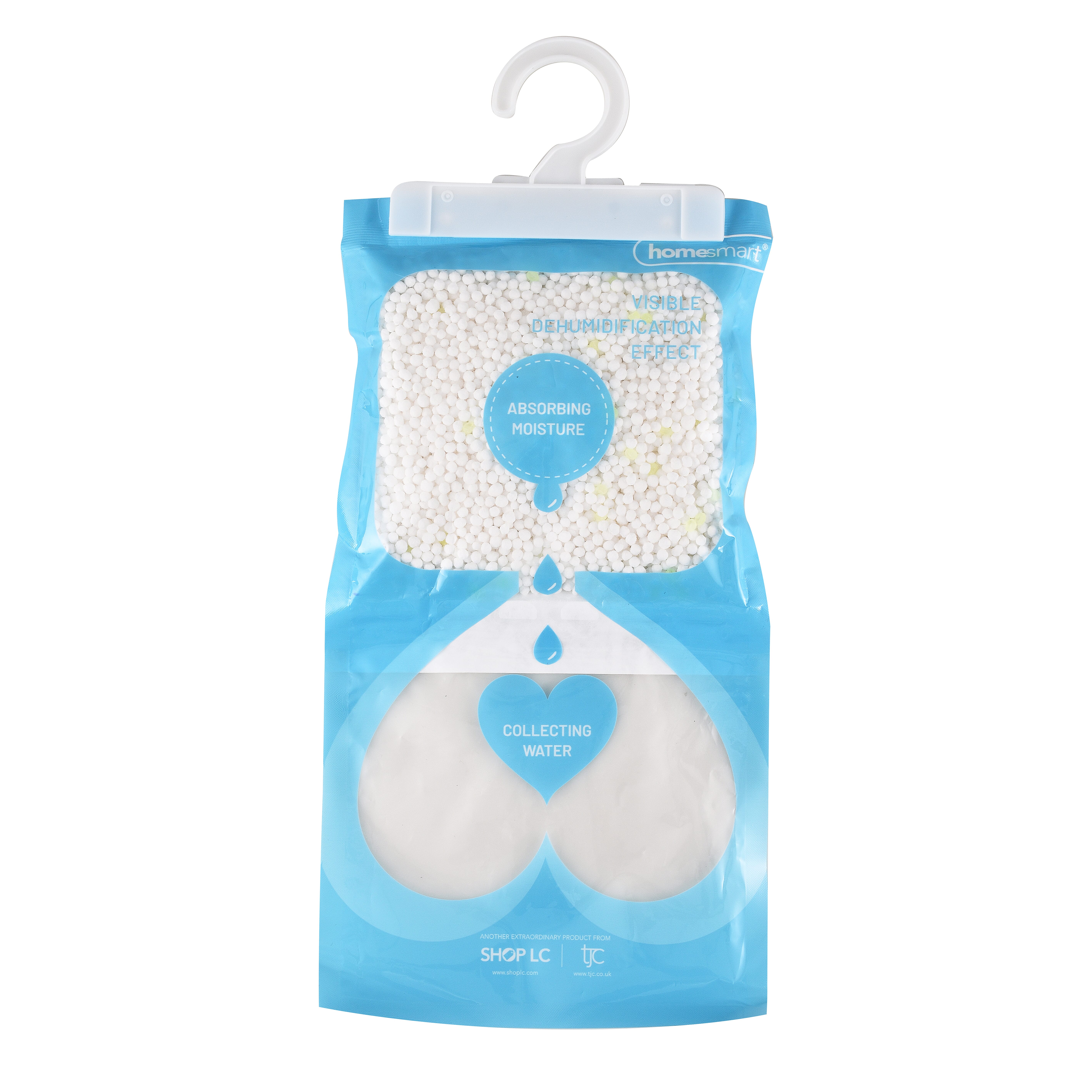 HOMESMART - Set of 5 Hanging Dehumdifier Bag, Frangrance Free, 220g Calcium Chloride per Bag, Hanging Hook