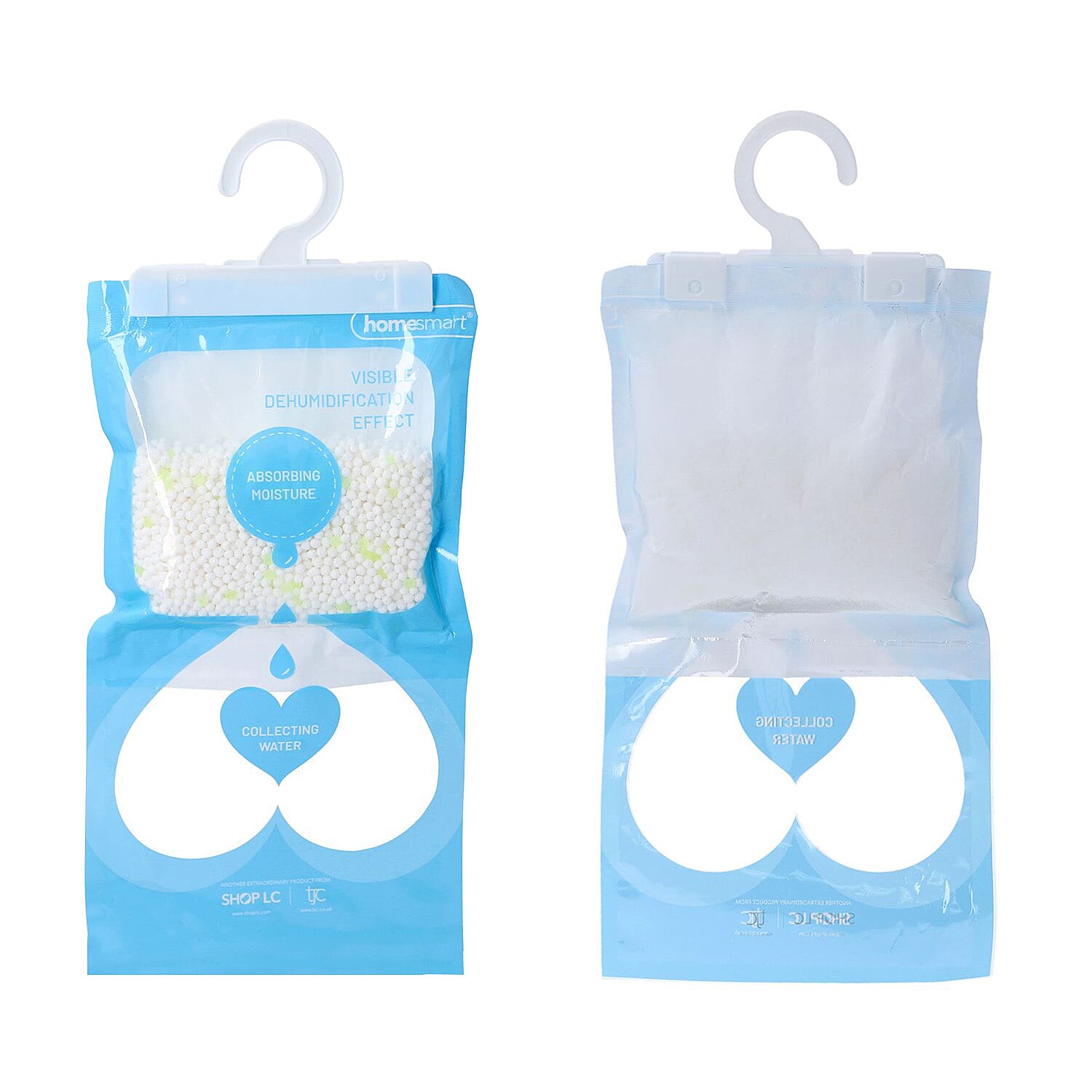 HOMESMART - Set of 5 Hanging Dehumdifier Bag, Frangrance Free, 220g Calcium Chloride per Bag, Hanging Hook