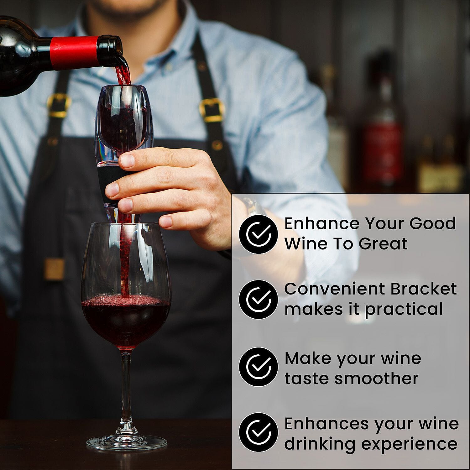 Homesmart - Magic Decanter Essential Wine Aerator - Black