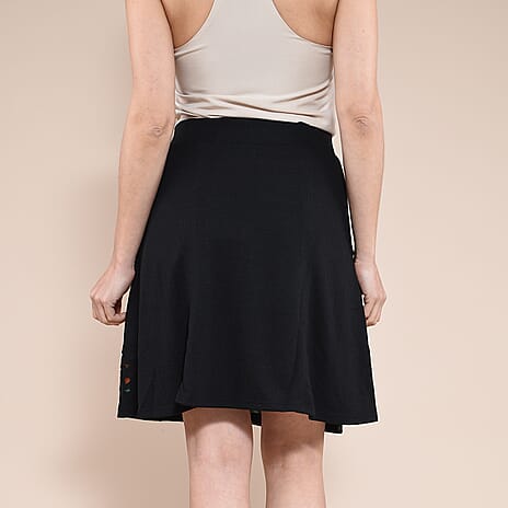 DESIGUAL Hem Pattern Knitted Skirt (Size M) - Black