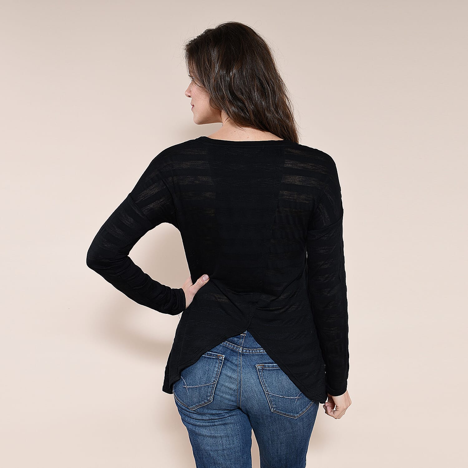 DESIGUAL Floral Embroidery Long Sleeve T-Shirt - Black