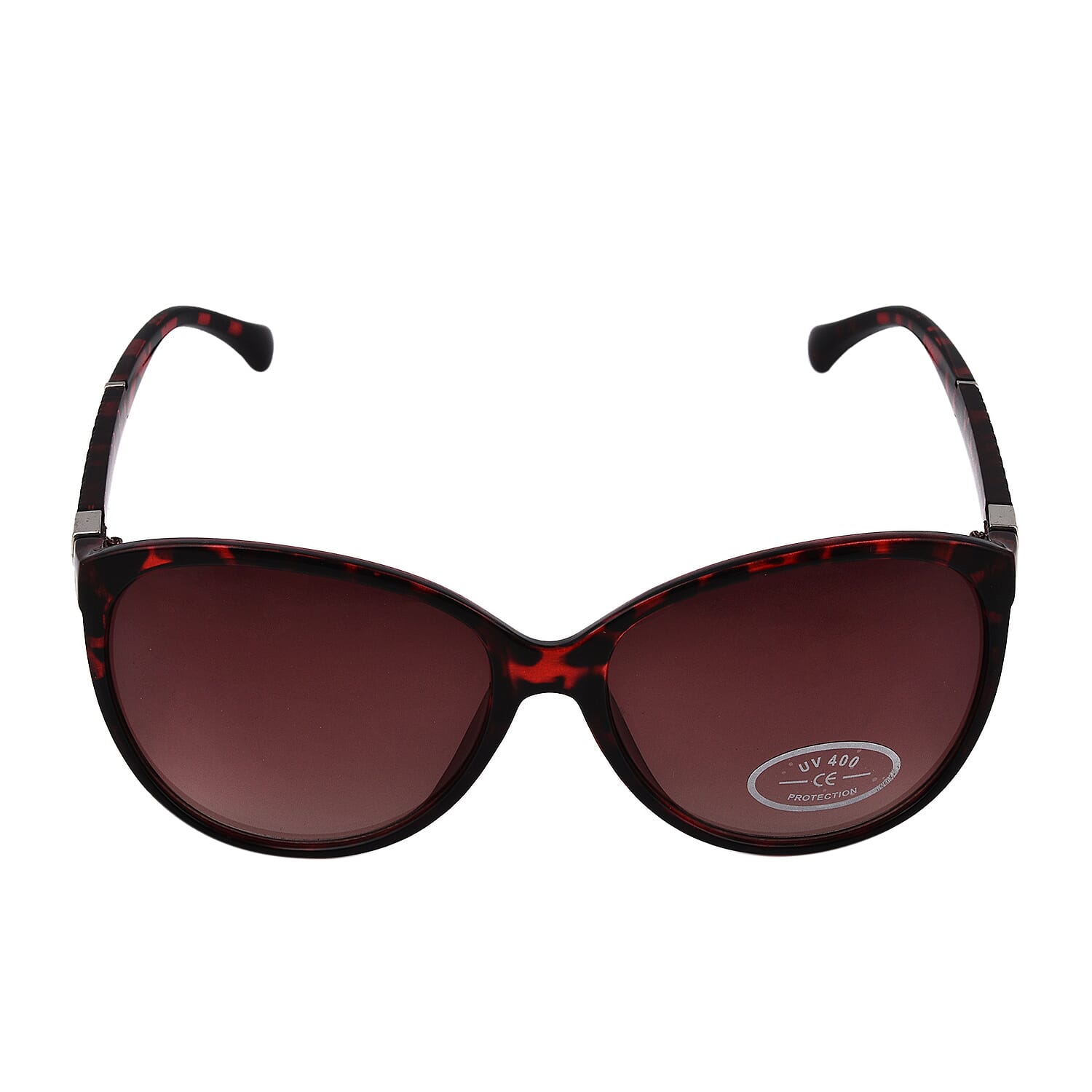 Animal Print Wayfarer Sunglasses with Polycarbonate Frame Lens -  Brown