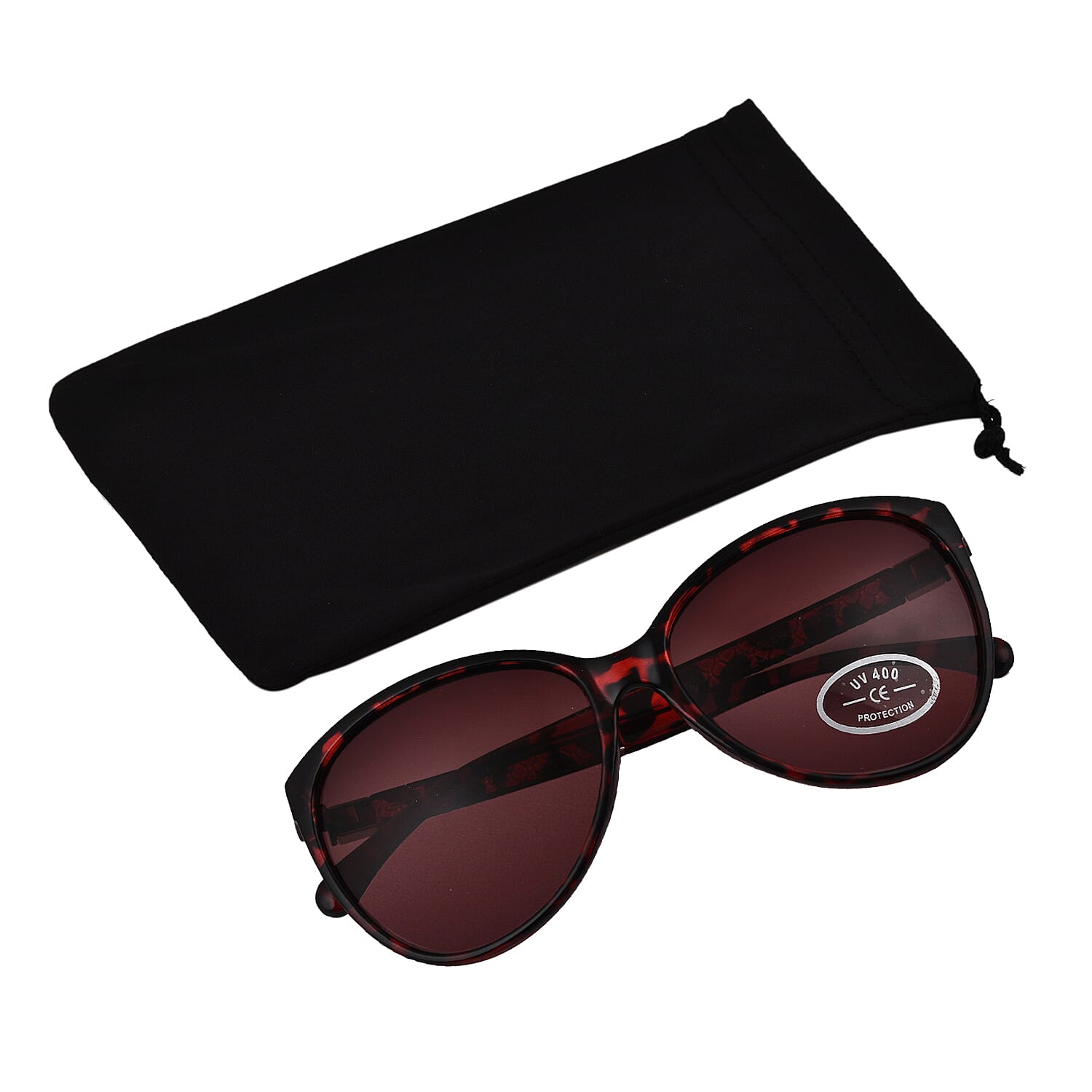 Animal Print Wayfarer Sunglasses with Polycarbonate Frame Lens -  Brown