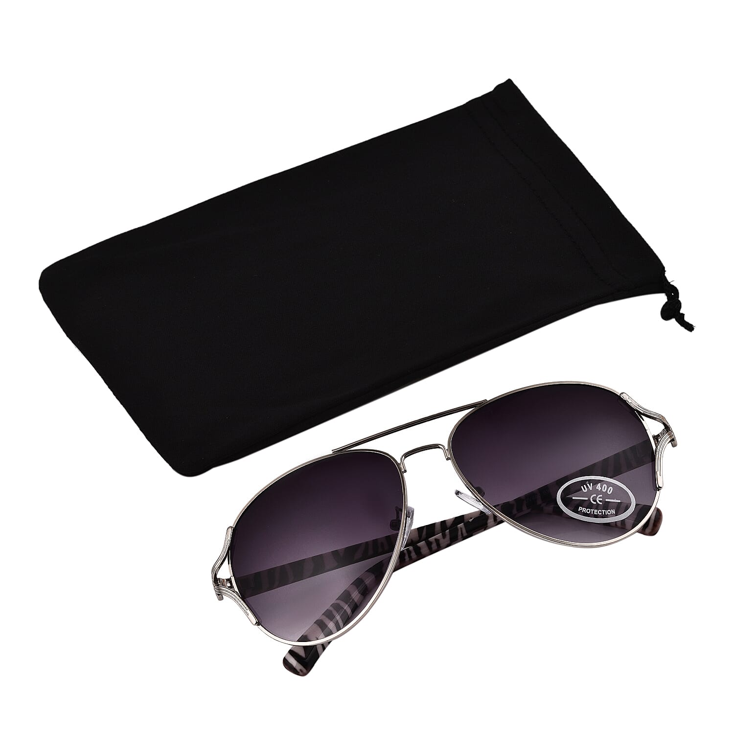 Wayfarer Sunglasses with Polycarbonate Frame Lens - Silver & Dark Blue