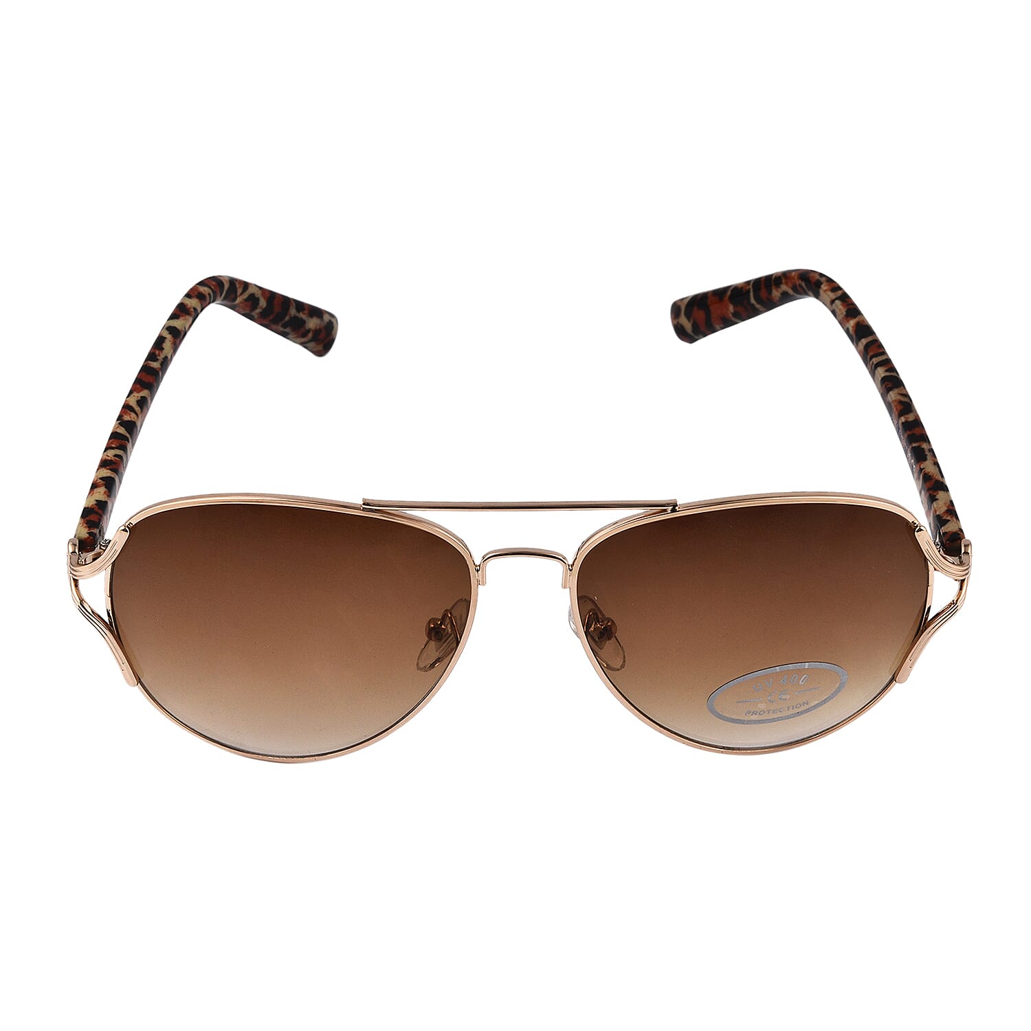 Aviator Sunglasses with Animal Printed Arms and Yellow Lens