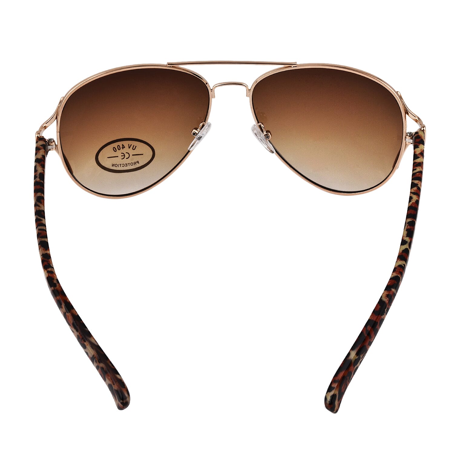 Aviator Sunglasses with Animal Printed Arms and Yellow Lens