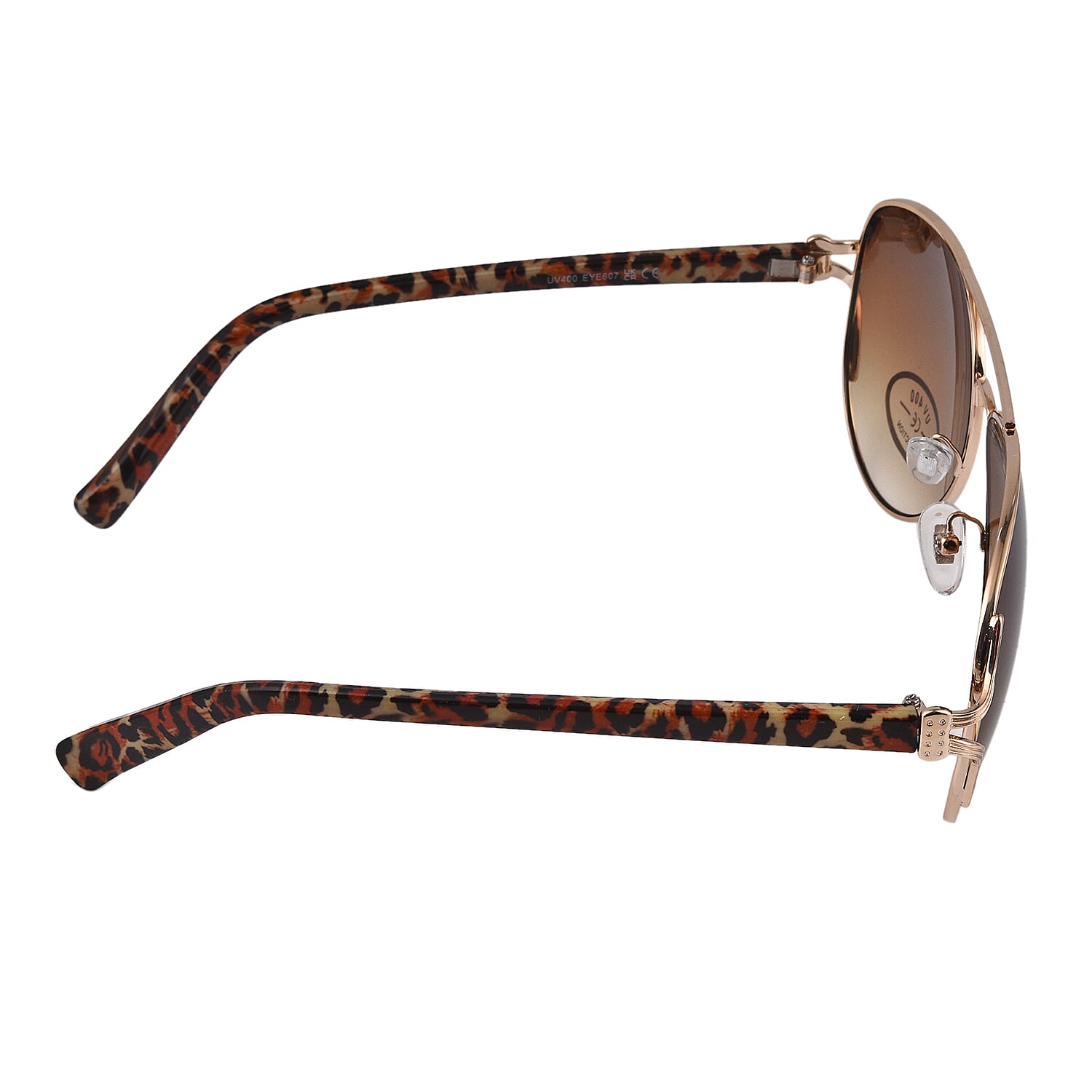 Aviator Sunglasses with Animal Printed Arms and Yellow Lens