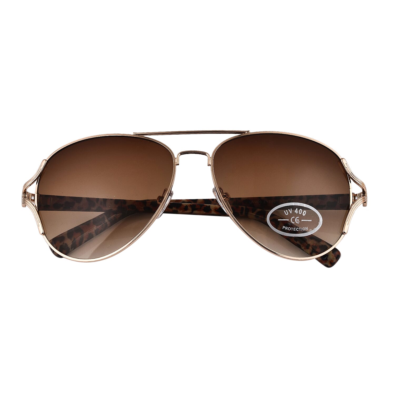 Aviator Sunglasses with Animal Printed Arms and Yellow Lens