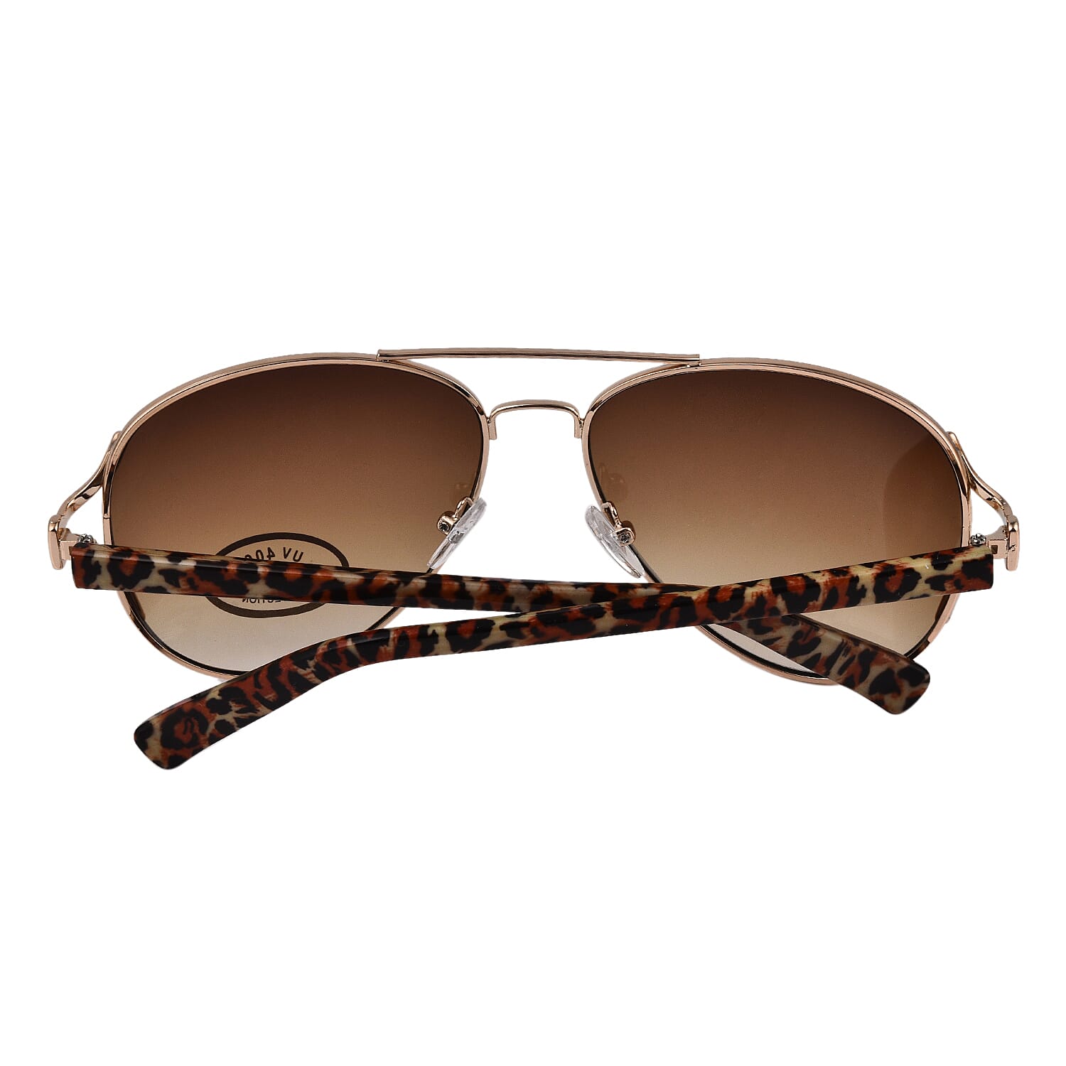 Aviator Sunglasses with Animal Printed Arms and Yellow Lens