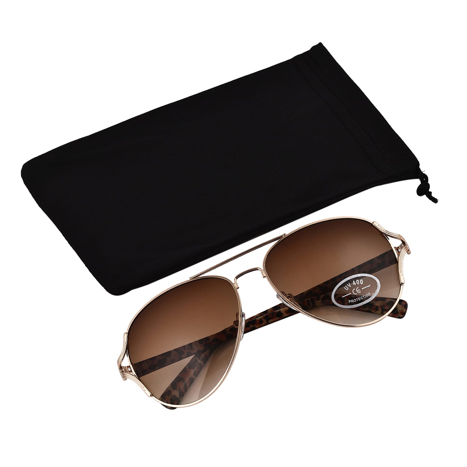 Aviator Sunglasses with Animal Printed Arms and Yellow Lens