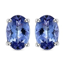 9K White Gold AA Tanzanite Stud Earrings (With Push Back)