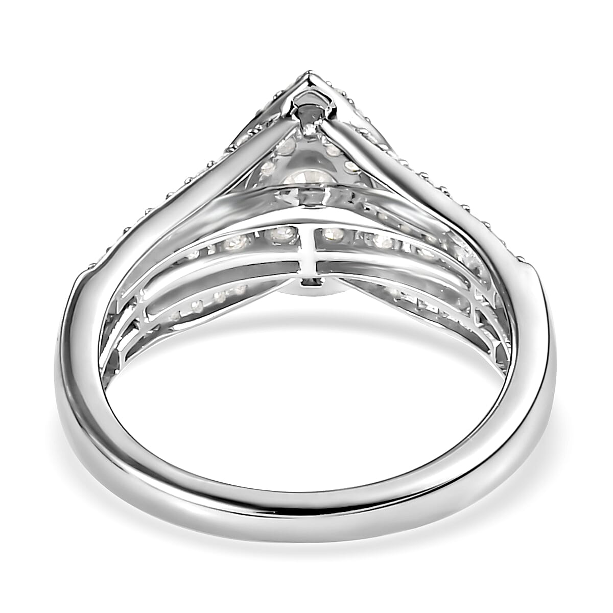 Moissanite Ring in Platinum Overlay Sterling Silver