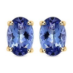 9K Yellow Gold AA Tanzanite Stud Earrings (With Push Back)