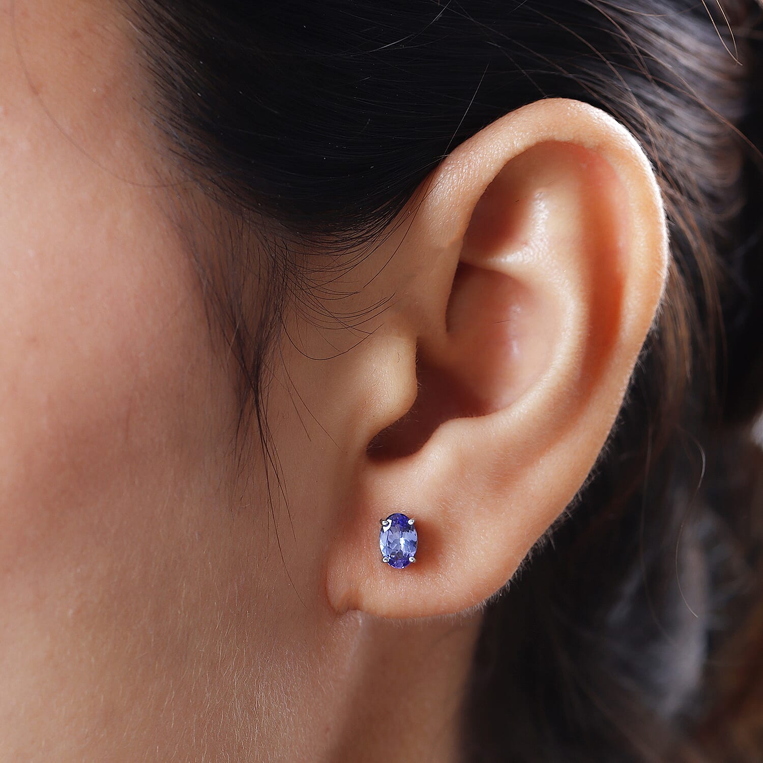 9K Yellow Gold AA Tanzanite Stud Earrings (with Push Post)