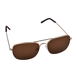 Aviator Sunglasses with Polycarbonate Frame Lens - Black & Gold