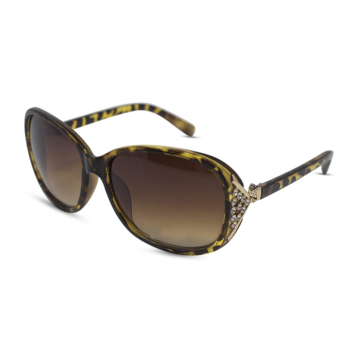 Full-Rim Sunglasses with Polycarbonate Frame Lens - Brown & Gold
