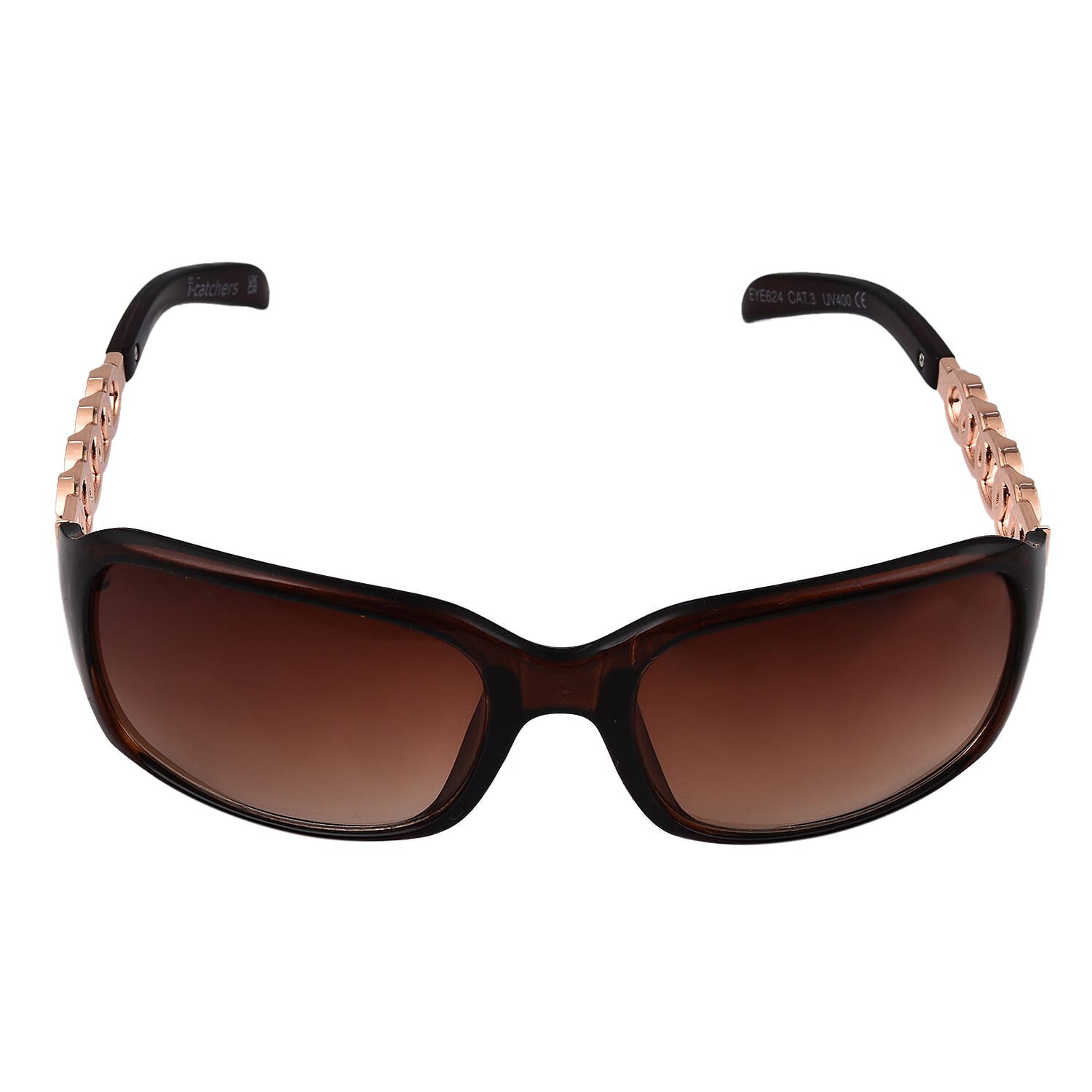 Full-Rim Sunglasses with Polycarbonate Frame Lens - Brown & Gold