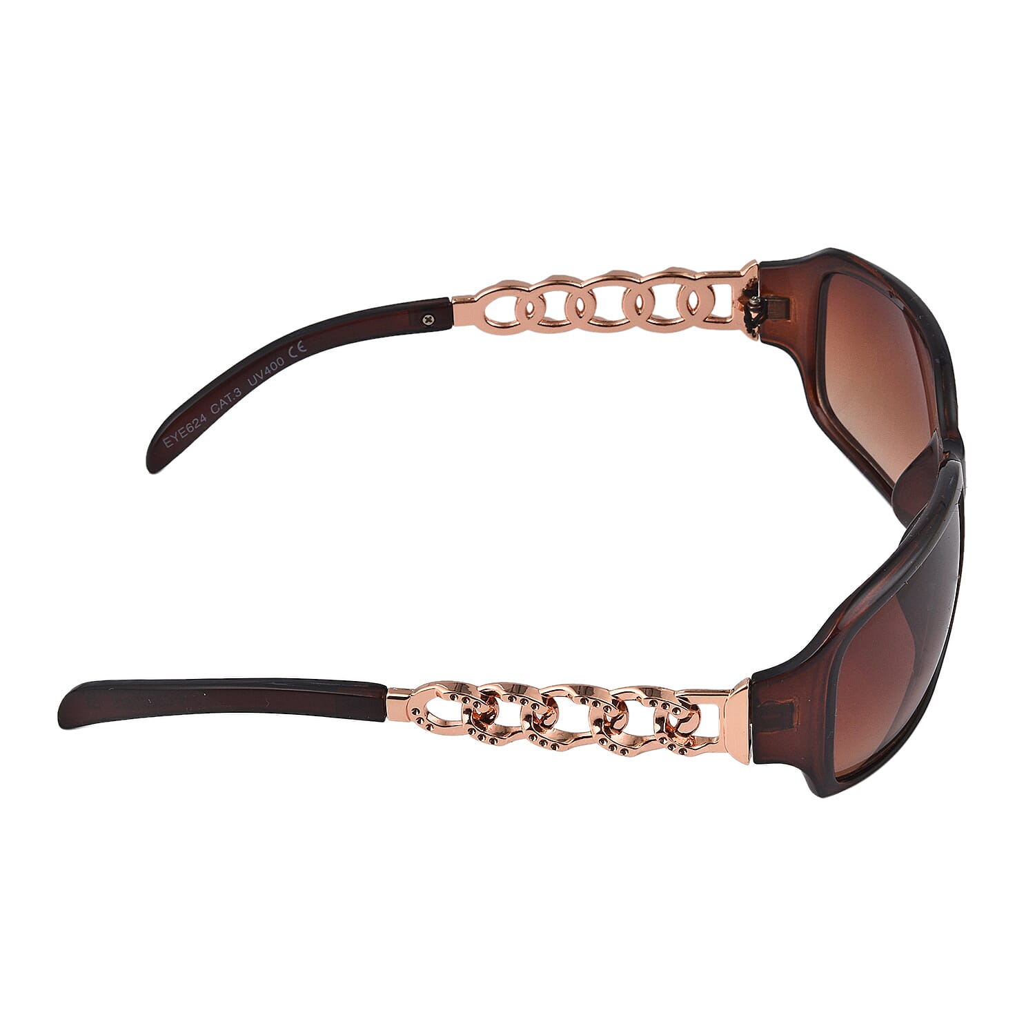 Full-Rim Sunglasses with Polycarbonate Frame Lens - Brown & Gold
