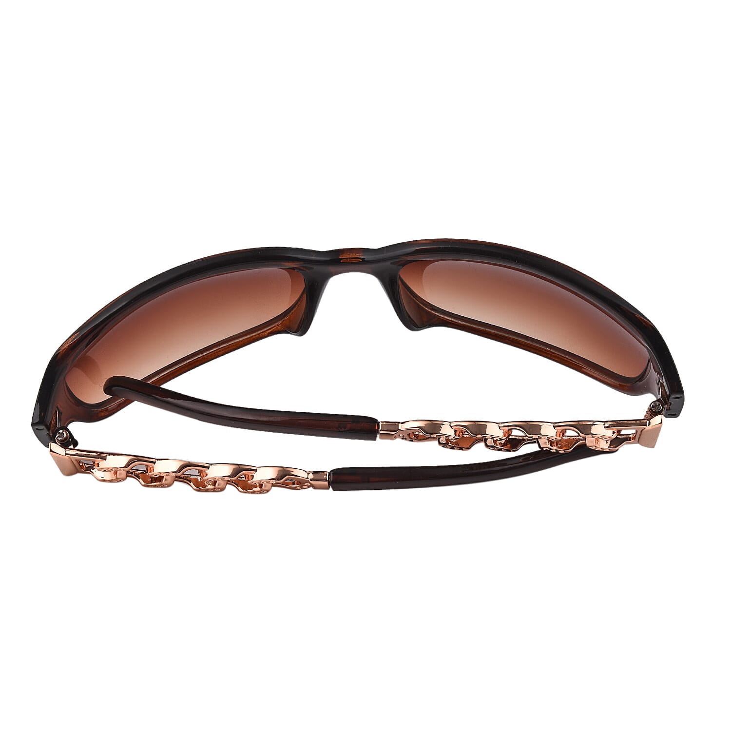 Full-Rim Sunglasses with Polycarbonate Frame Lens - Brown & Gold