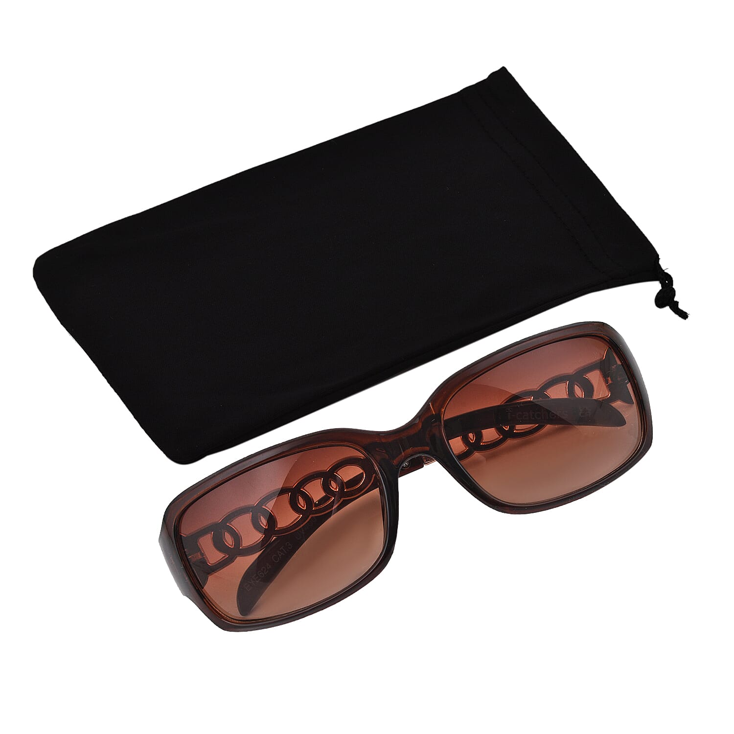 Full-Rim Sunglasses with Polycarbonate Frame Lens - Brown & Gold