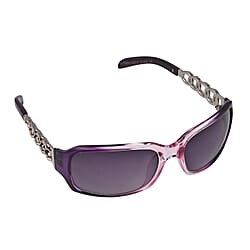 Full-Rim Sunglasses with Polycarbonate Frame Lens - Purple & Silver