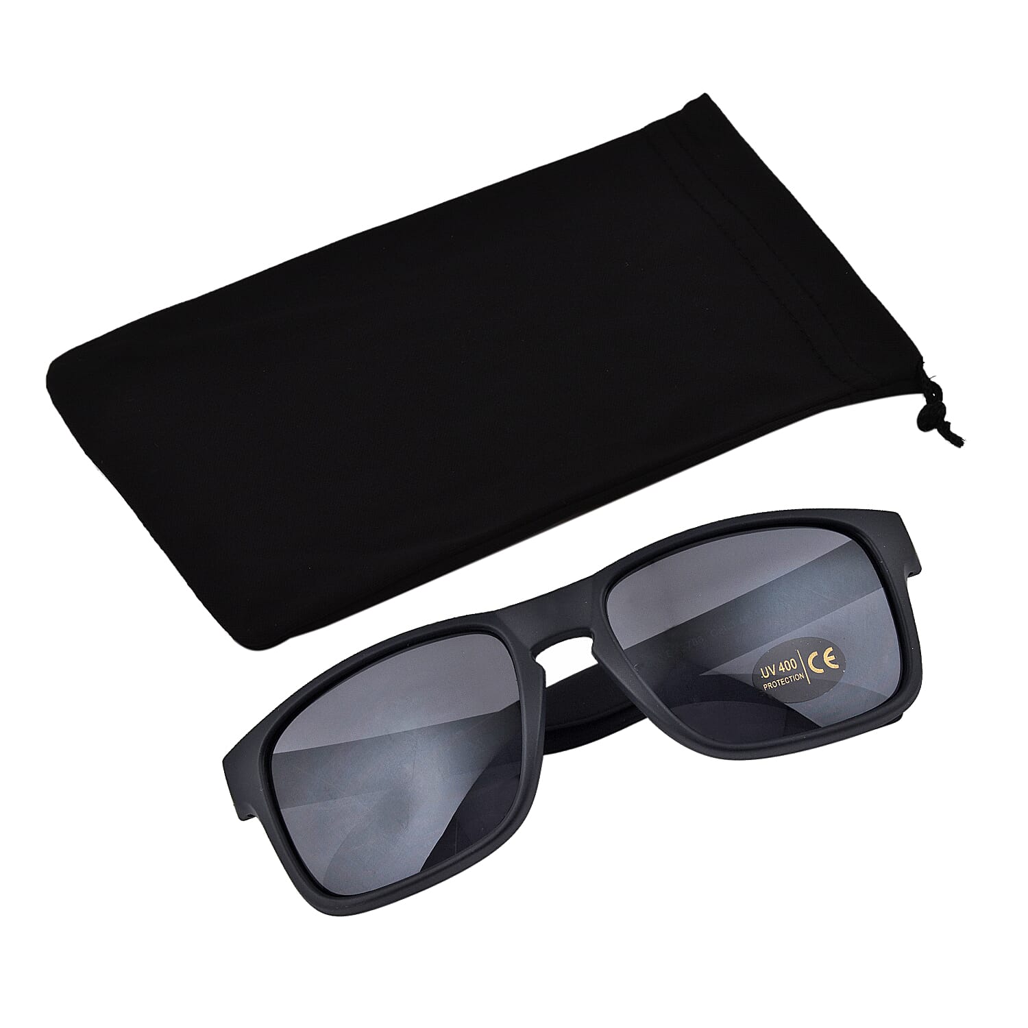 Wayfarer Sunglasses with Polycarbonate Lens - Black