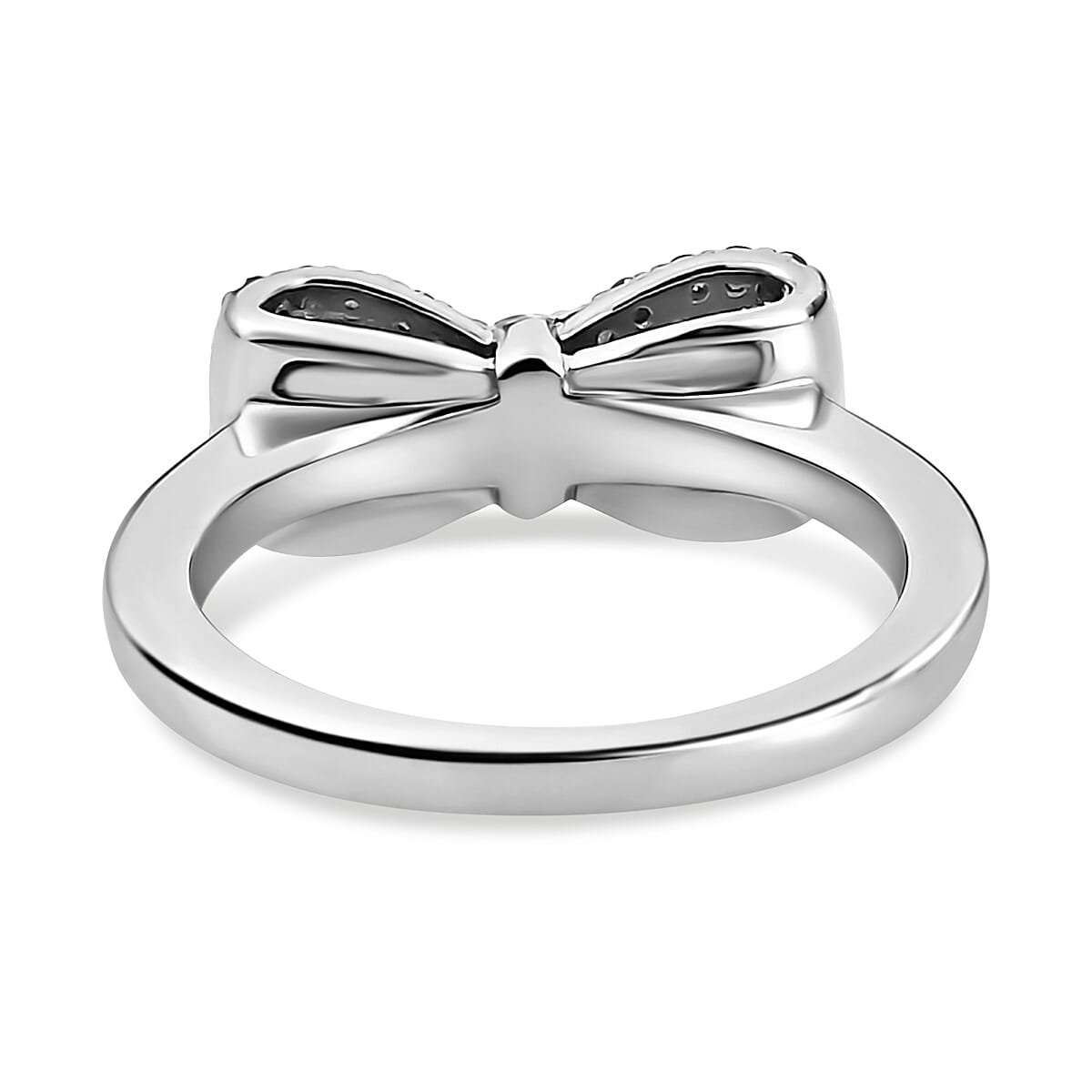 Diamond Bow Tie Ring in Platinum Overlay Sterling Silver 0.34 Ct.