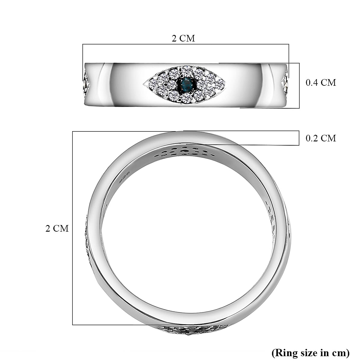 Blue and White Diamond Ring in Platinum Overlay Sterling Silver 0.33 Ct.