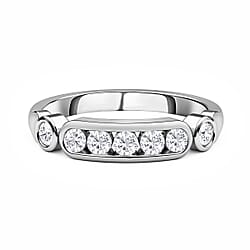 Moissanite Half Eternity Ring in Sterling Silver.