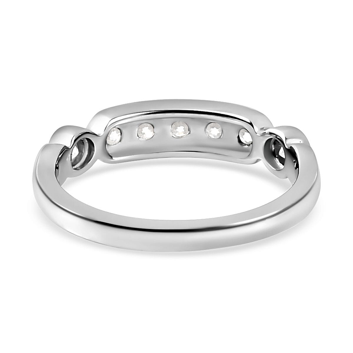 Moissanite Half Eternity Ring in Sterling Silver.