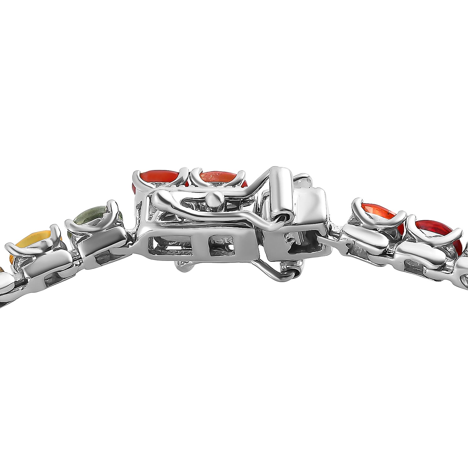 Multi Sapphire Bracelet (Size - 7.5) in Platinum Overlay Sterling Silver 10 Ct, Silver Wt. 8.00 Gms.