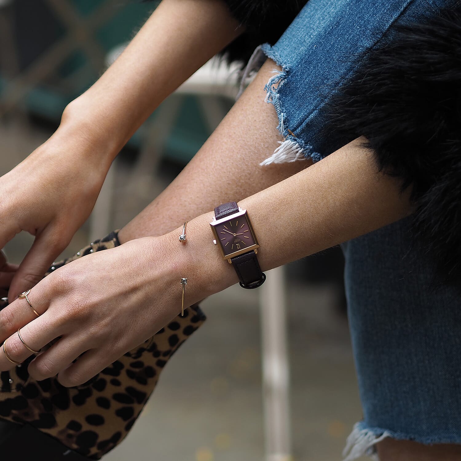 Henry London Heritage Square Ladies Purple Dial 3 ATM Water