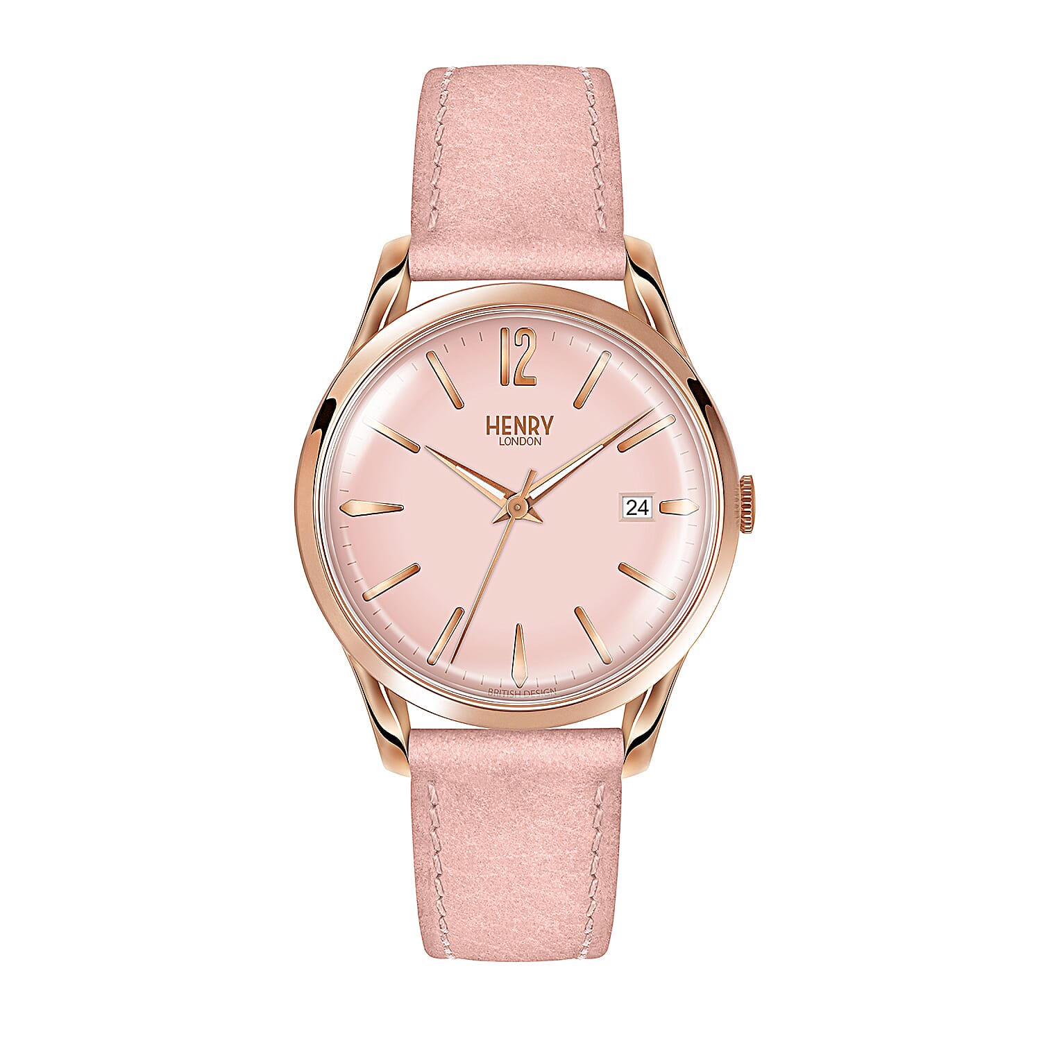 Henry London Shoreditch Ladies Nude Pink Dial 3 ATM Water Resistant Watch with Nude Pink Colour Leather Strap