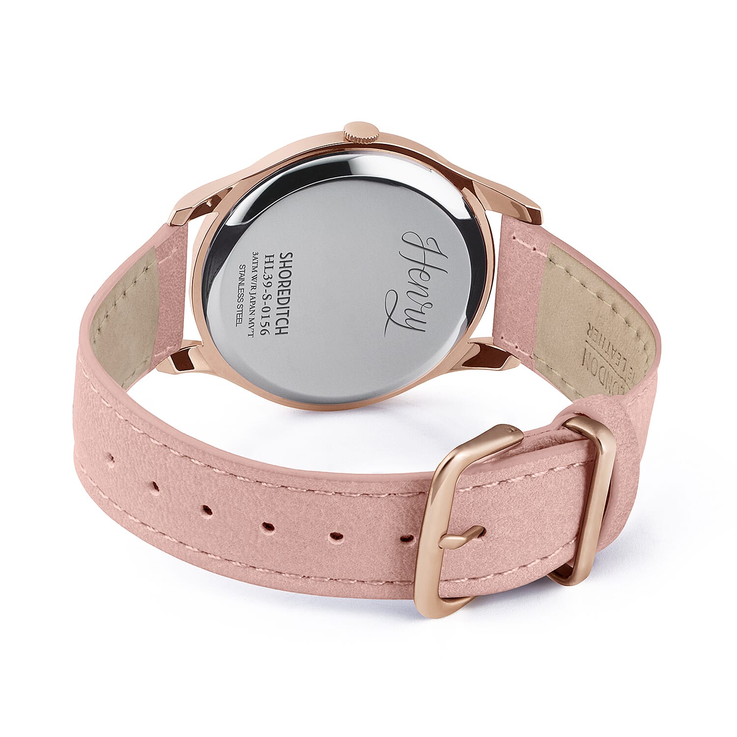 Henry London Shoreditch Ladies Nude Pink Dial 3 ATM Water Resistant Watch with Nude Pink Colour Leather Strap