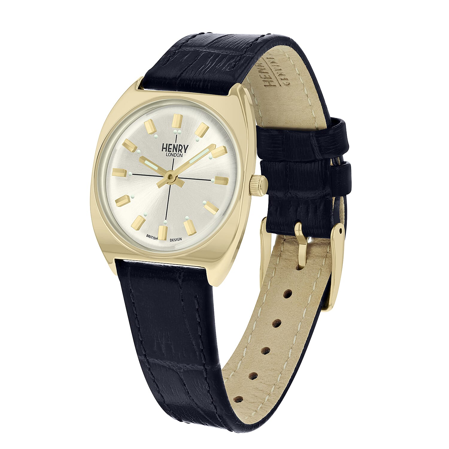 Henry London Vintage Square Round White Silver Dial 3 ATM Water Resistant Watch