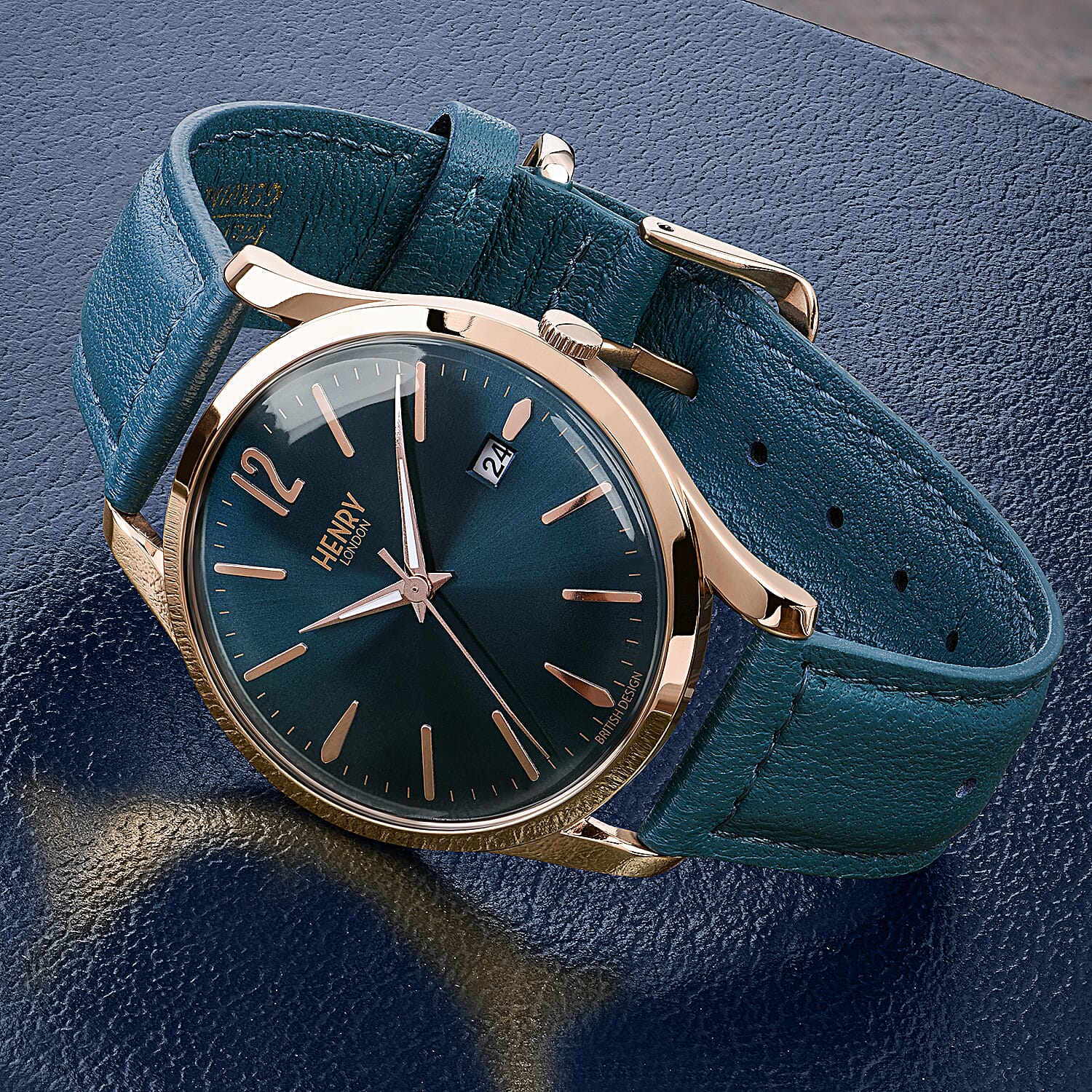 Henry London Stratford Ladies Green Dial 3 ATM Water Resistant Watch with Green Colour Leather Strap