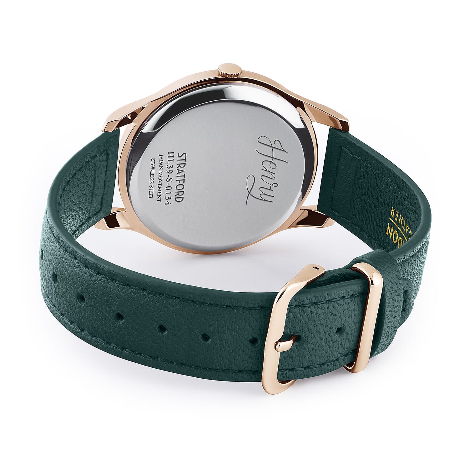 Henry London Stratford Ladies Green Dial 3 ATM Water Resistant Watch with Green Colour Leather Strap