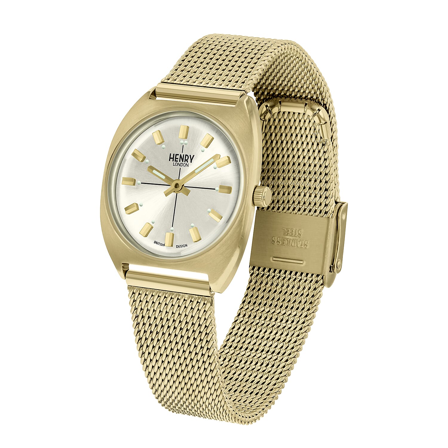 Henry London Vintage Square Round  White Silver Dial 3 ATM Water Resistant Watch