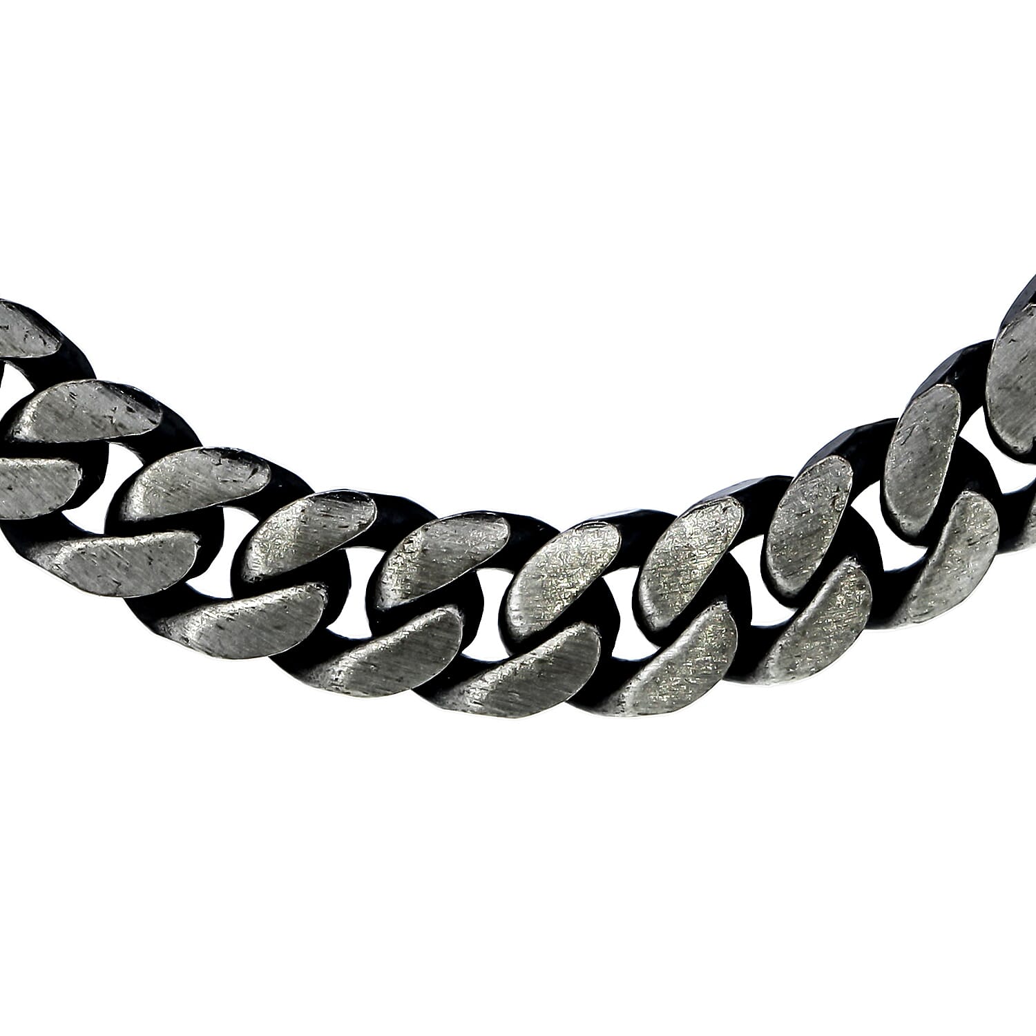 Stainless Steel Oxidised Flat Curb Chain Size - 18 Inch