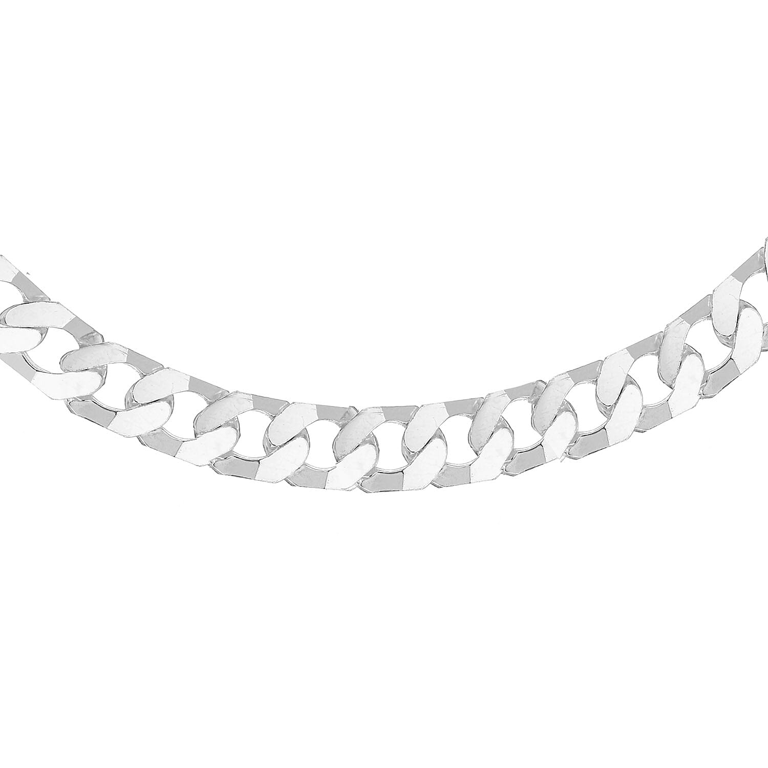 Sterling Silver 7mm Flat Square-Link Curb Chain 20 Inch