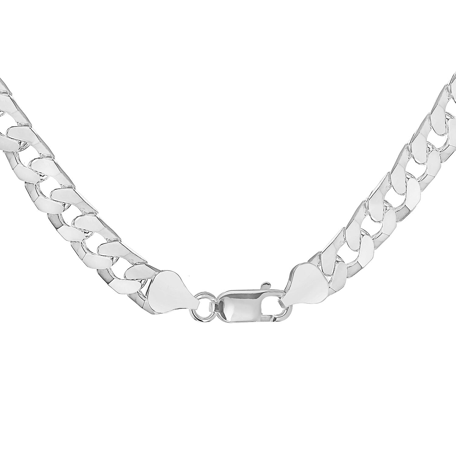 Sterling Silver 7mm Flat Square-Link Curb Chain 20 Inch