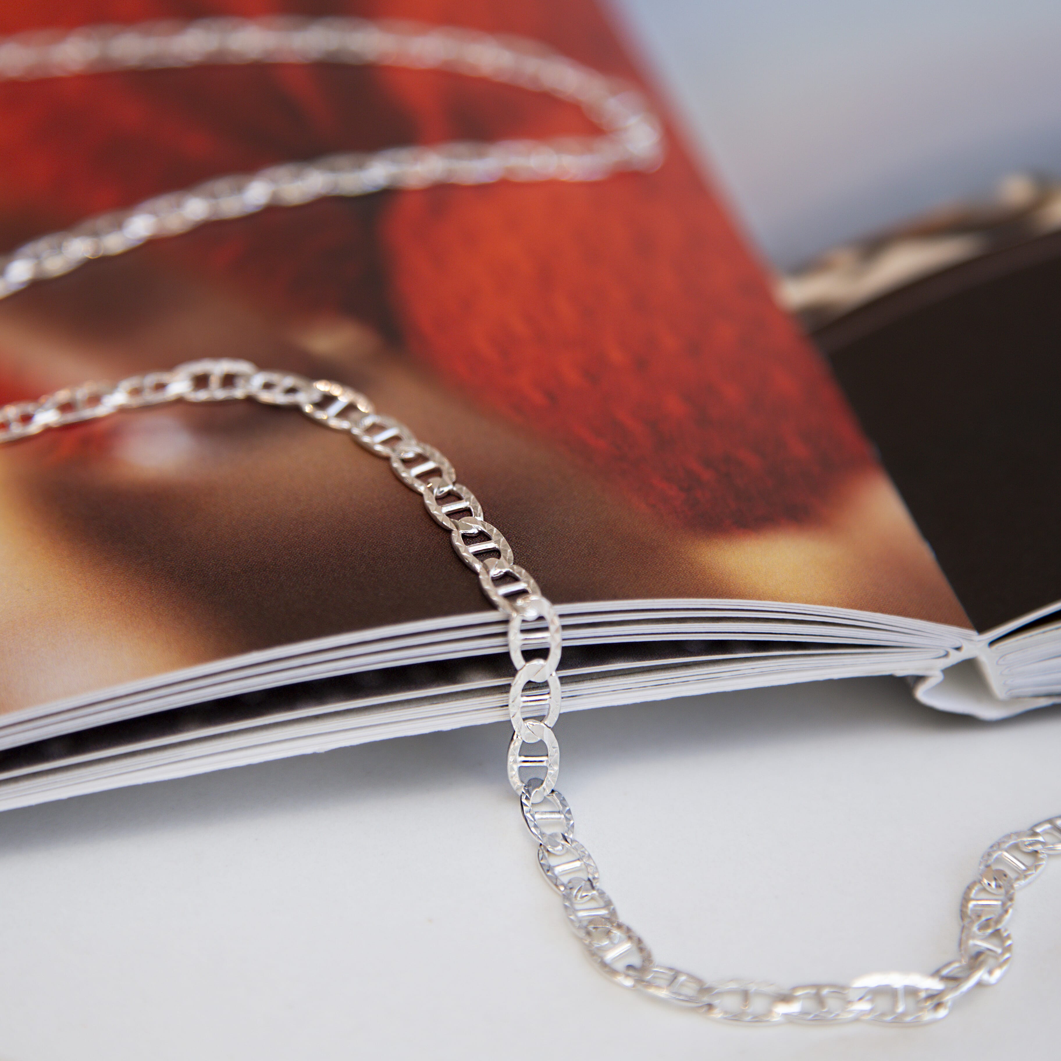 High Finish Sterling Silver Diamond Cut Rambo Chain 18 Inch