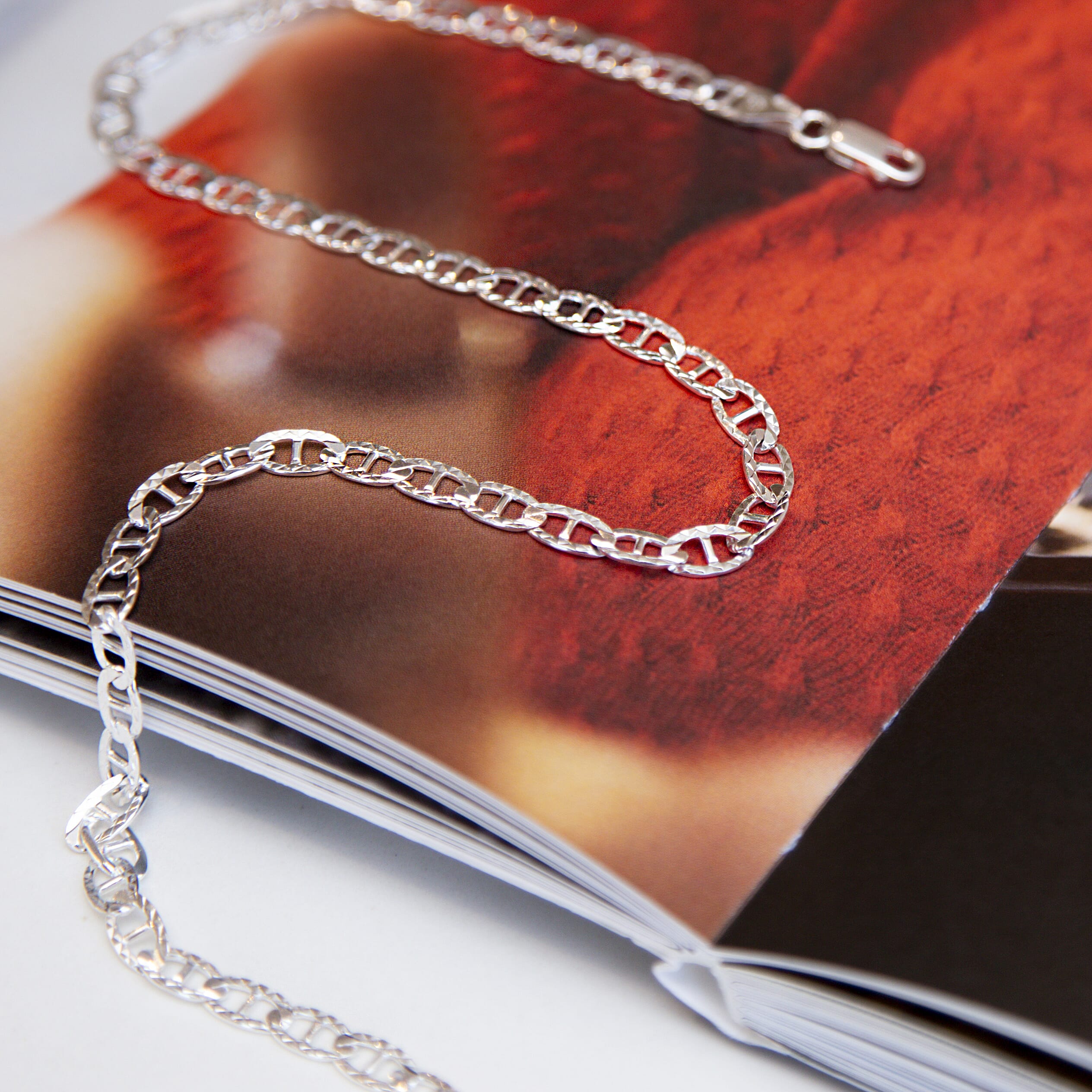 High Finish Sterling Silver Diamond Cut Rambo Chain 20 Inch