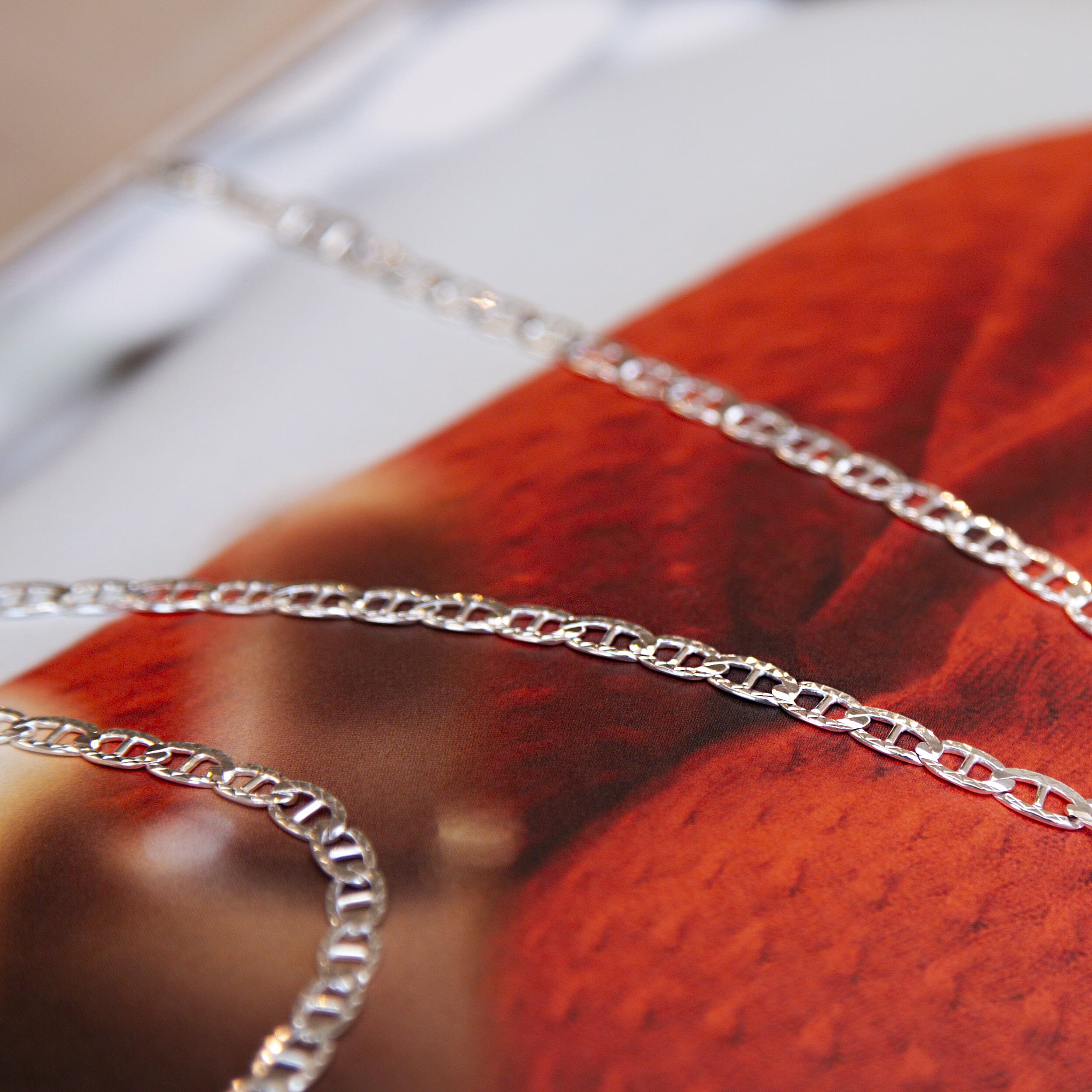 High Finish Sterling Silver Diamond Cut Rambo Chain 22 Inch