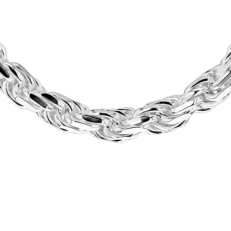 High Finish Sterling Silver Solid Diamond Cut Rope Chain 16 Inch