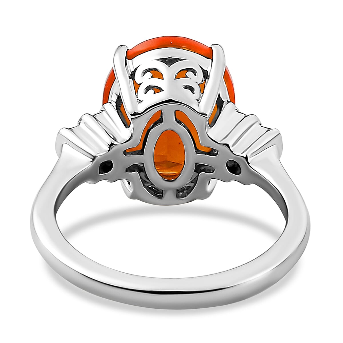 RHAPSODY 950 Platinum AAAA Jalisco Fire Opal and Diamond (VS-E-F) Ring 3.14 Ct, Platinum Wt. 6.02 Gms