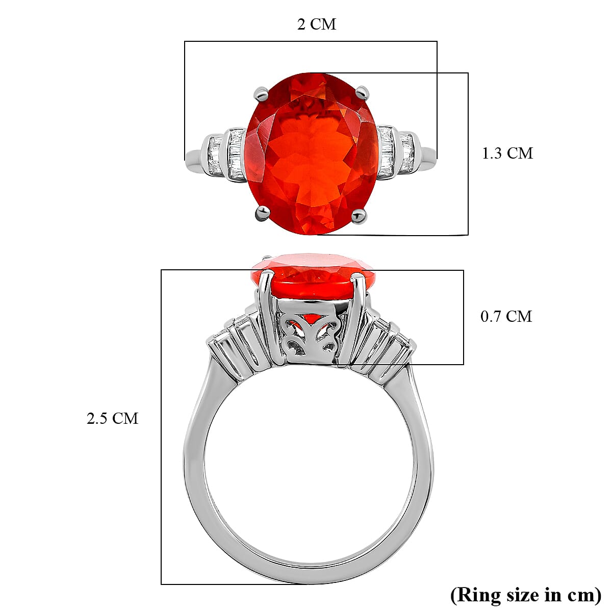 RHAPSODY 950 Platinum AAAA Jalisco Fire Opal and Diamond (VS-E-F) Ring 3.14 Ct, Platinum Wt. 6.02 Gms