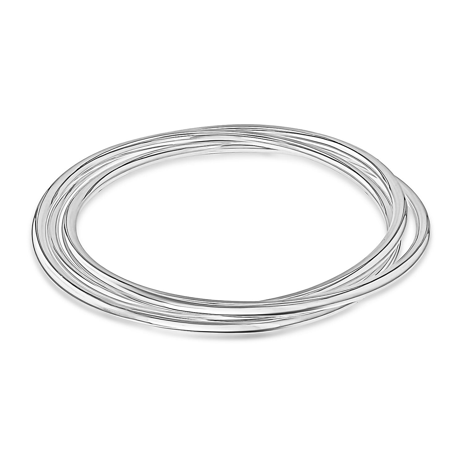 High Finish Sterling Silver 9mm Linked Bangle 6.5 Inch